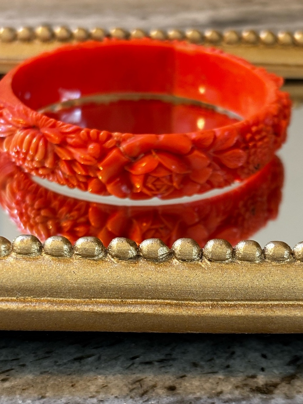 Celluloid 1920’s carved Flower Flapper Bracelet